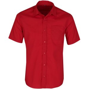 Mens Short Sleeve Kensington Shirt - Red- Red