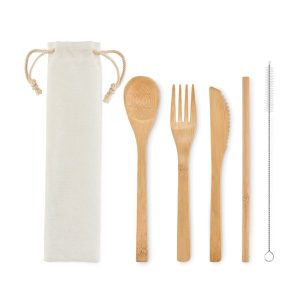 Beige Bamboo Cutlery Set