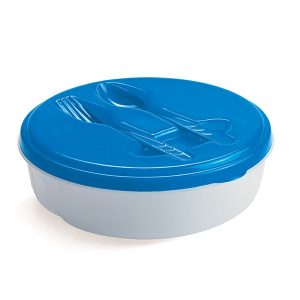 Blue Food Container with fork and spoon