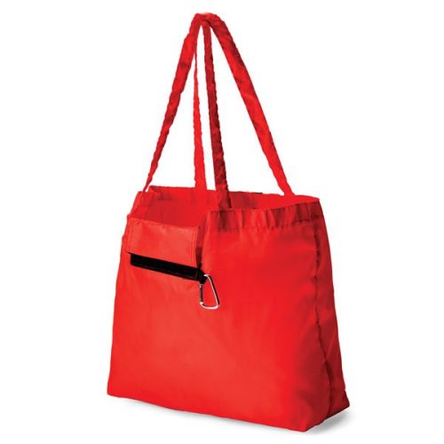 Red Foldable Shopper with Carabiner