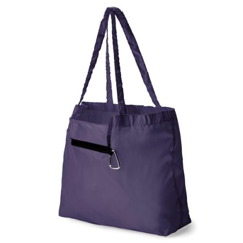Navy Foldable Shopper with Carabiner