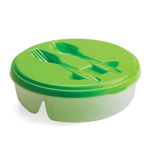 Green Food Container with fork and spoon