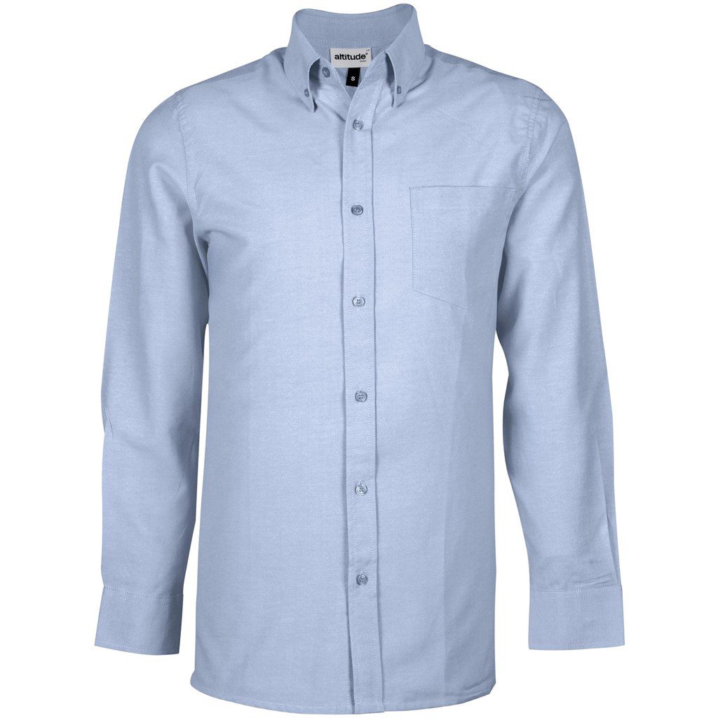 Light Blue Mens Long Sleeve Oxford Shirt  - Light Blue