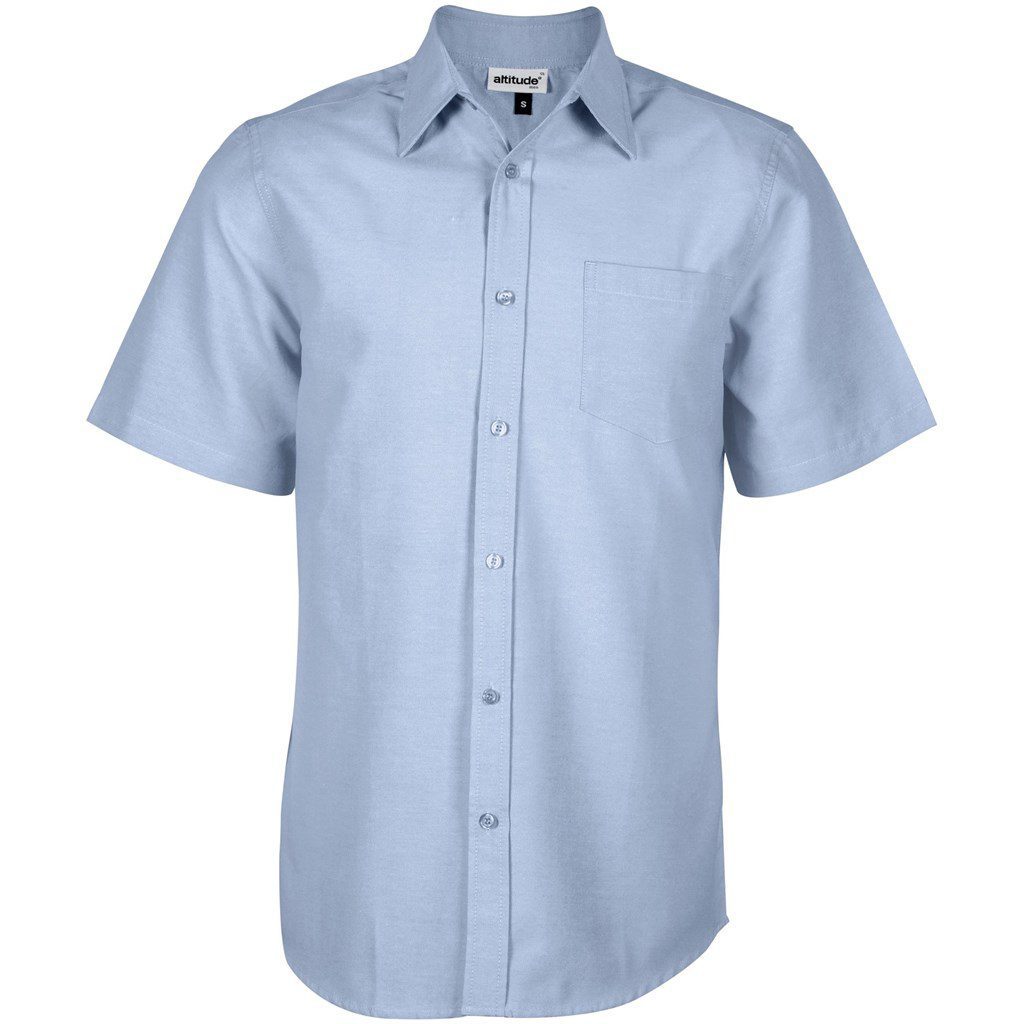 Light Blue Mens Short Sleeve Oxford Shirt  - Light Blue