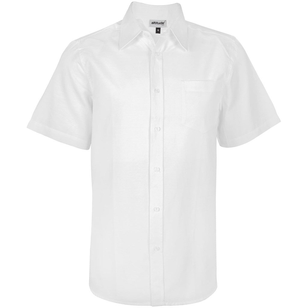 White Mens Short Sleeve Oxford Shirt  - White
