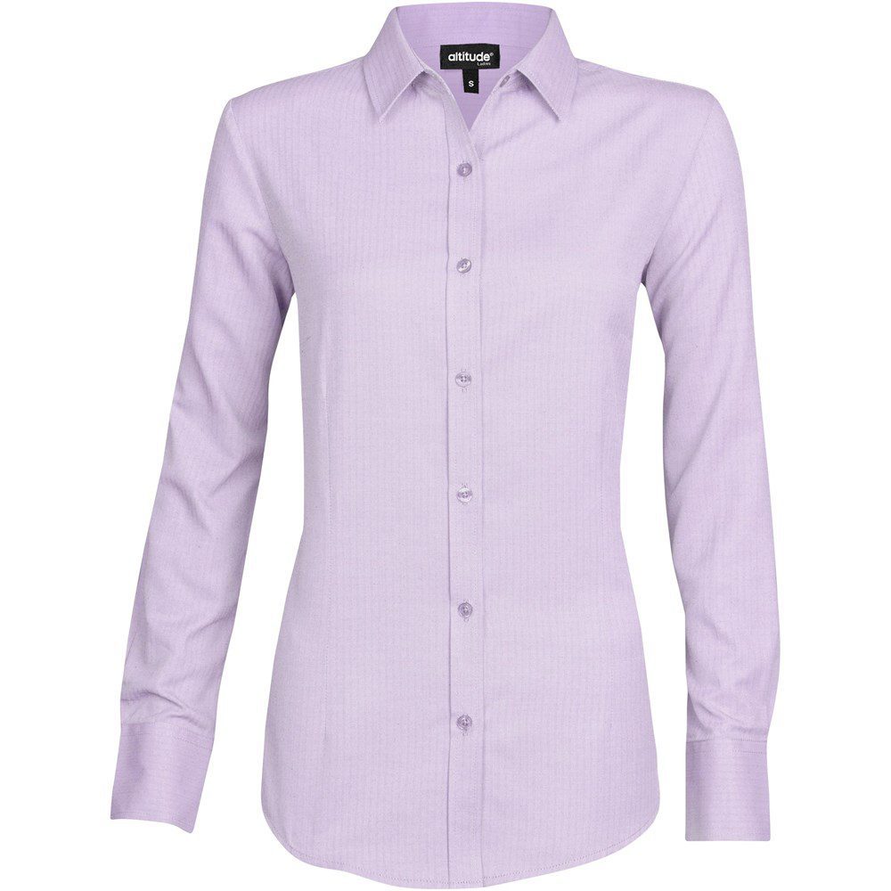 Ladies Long Sleeve Nottingham Shirt  - Purple- Purple