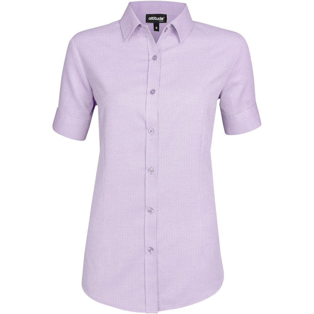 Ladies Short Sleeve Nottingham Shirt  - Purple- Purple