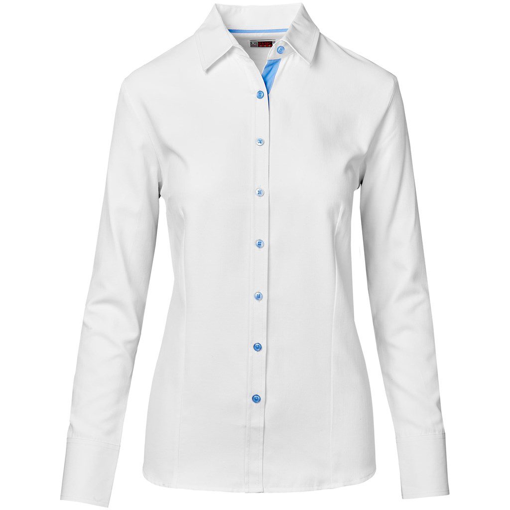 Ladies Long Sleeve Casablanca Shirt - Sky Blue- Sky Blue