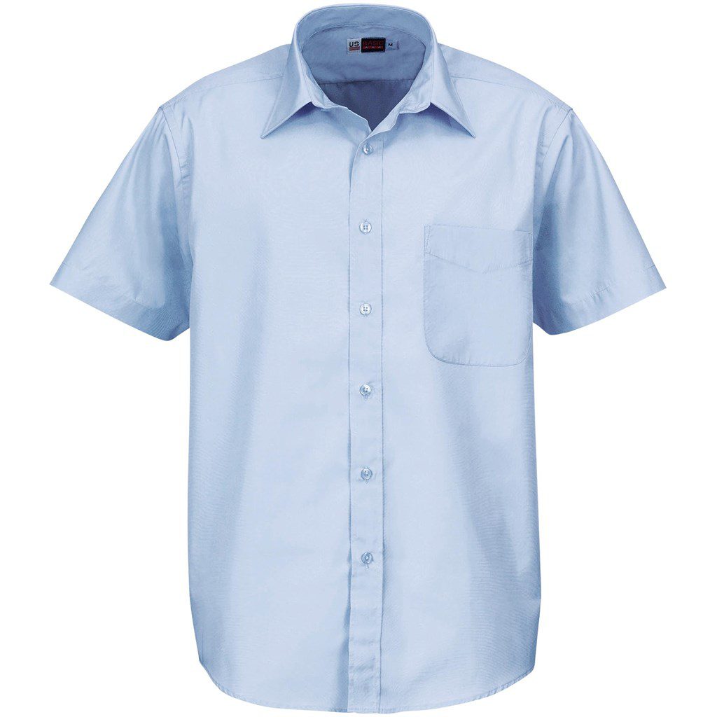 Mens Short Sleeve Washington Shirt  - Blue- Blue