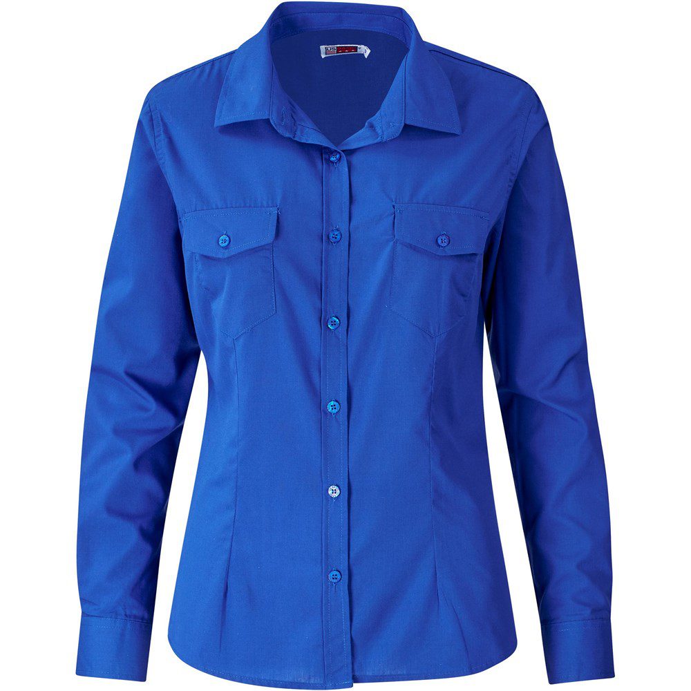 Ladies Long Sleeve Kensington Shirt - Royal Blue- Royal Blue