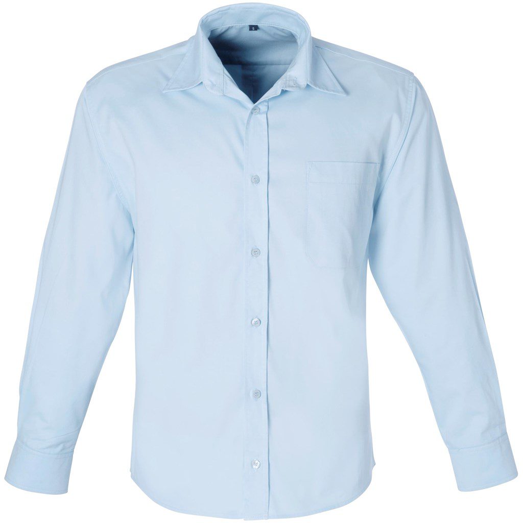 Mens Long Sleeve Milano Shirt - Light Blue- Light Blue