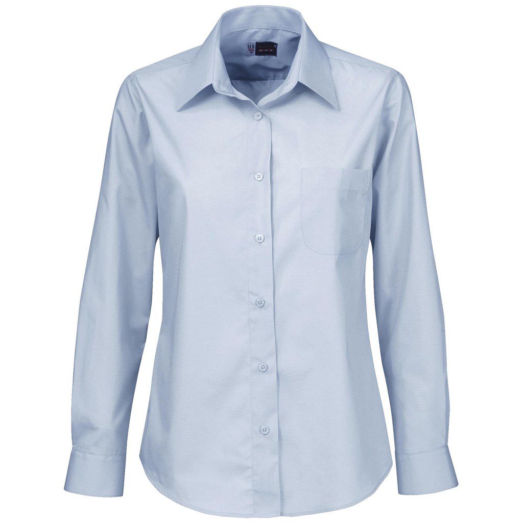 Ladies Long Sleeve Washington Shirt  - Blue- Blue