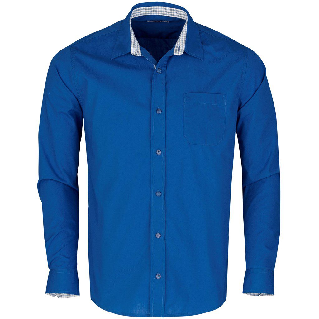 Mens Long Sleeve Warrington Shirt - Royal Blue- Royal Blue