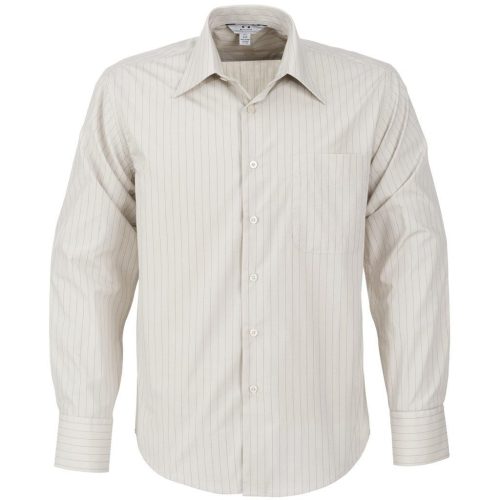 Mens Long Sleeve Manhattan Striped Shirt - Khaki- Khaki