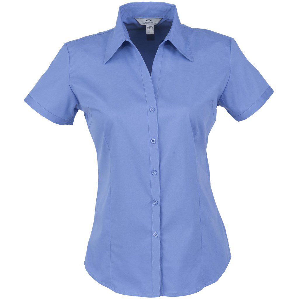 Ladies Short Sleeve Metro Shirt  - Blue- Blue