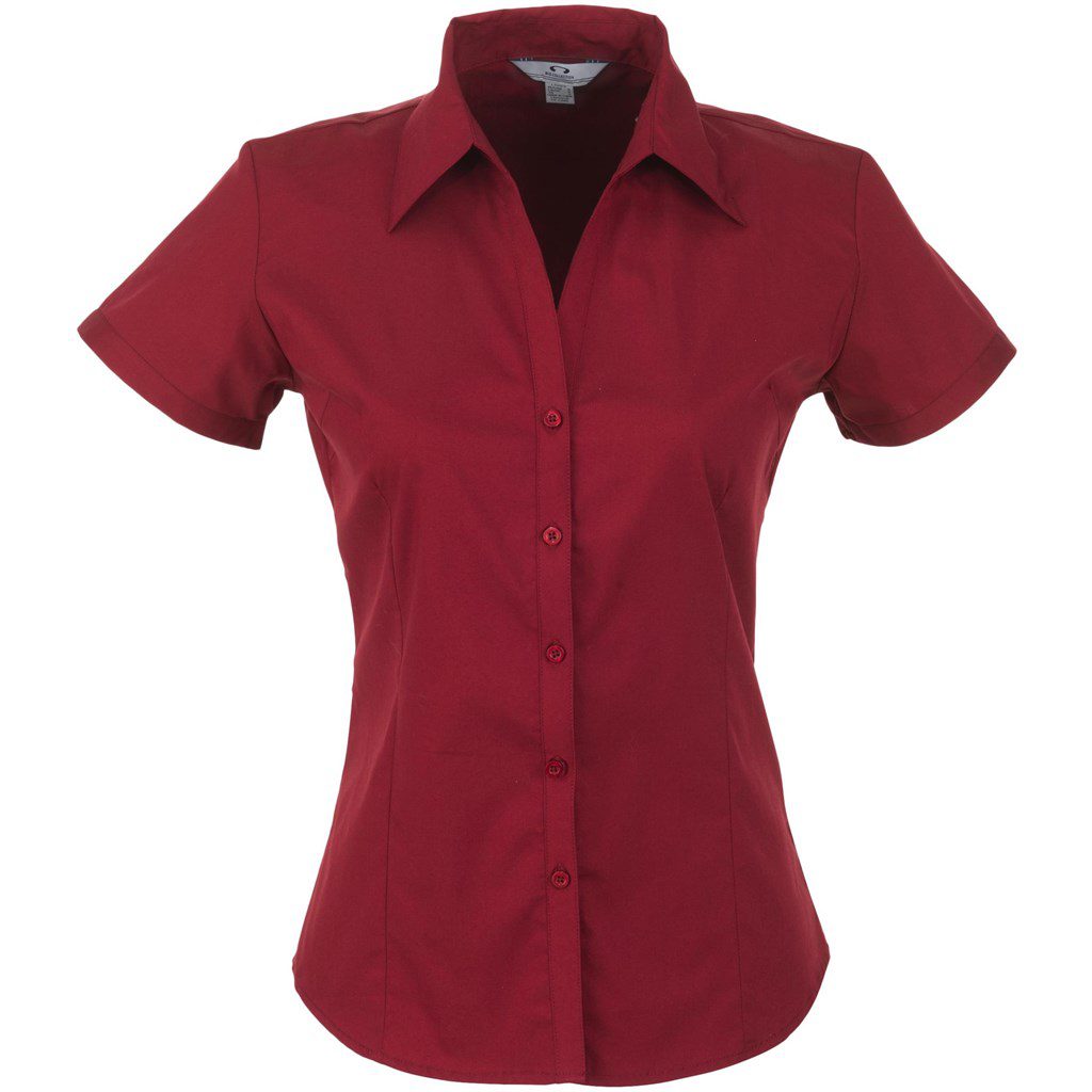Ladies Short Sleeve Metro Shirt  - Red- Red