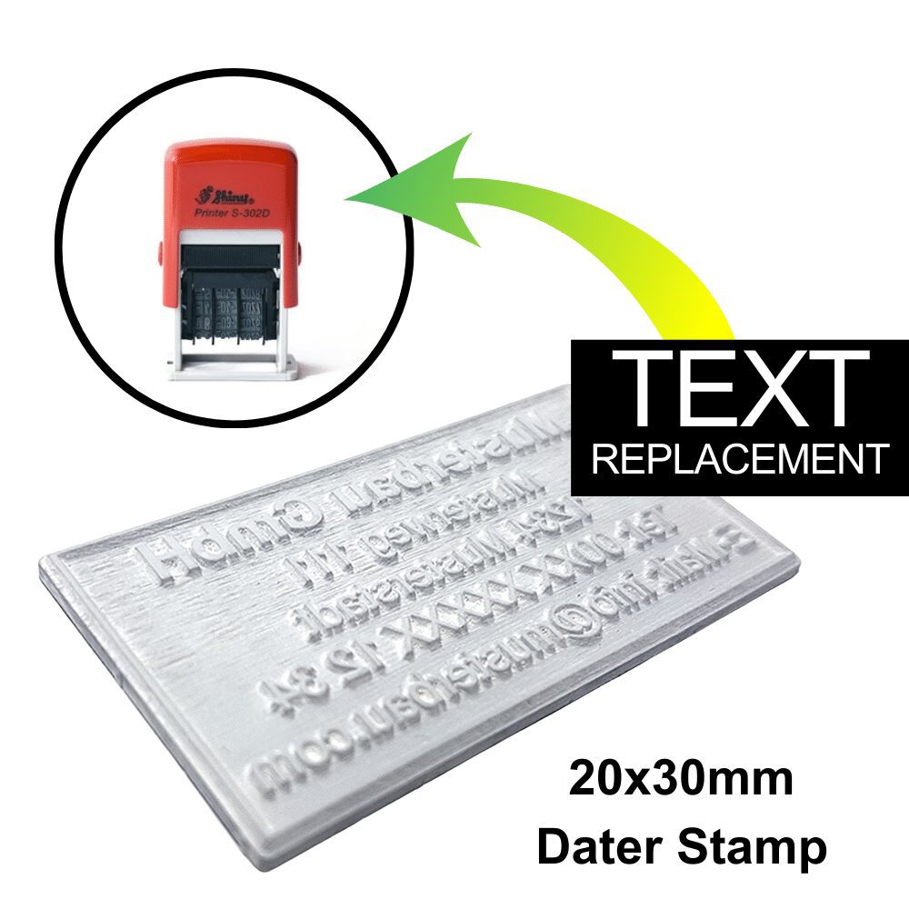 20x30mm Dater Stamp - Text Replace Only