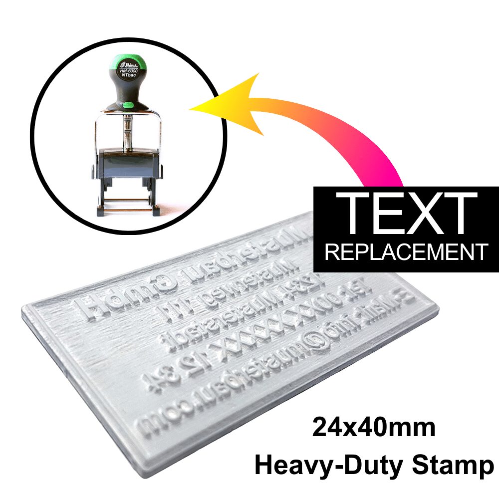 24x40mm Heavy Duty Stamp -Text Replace