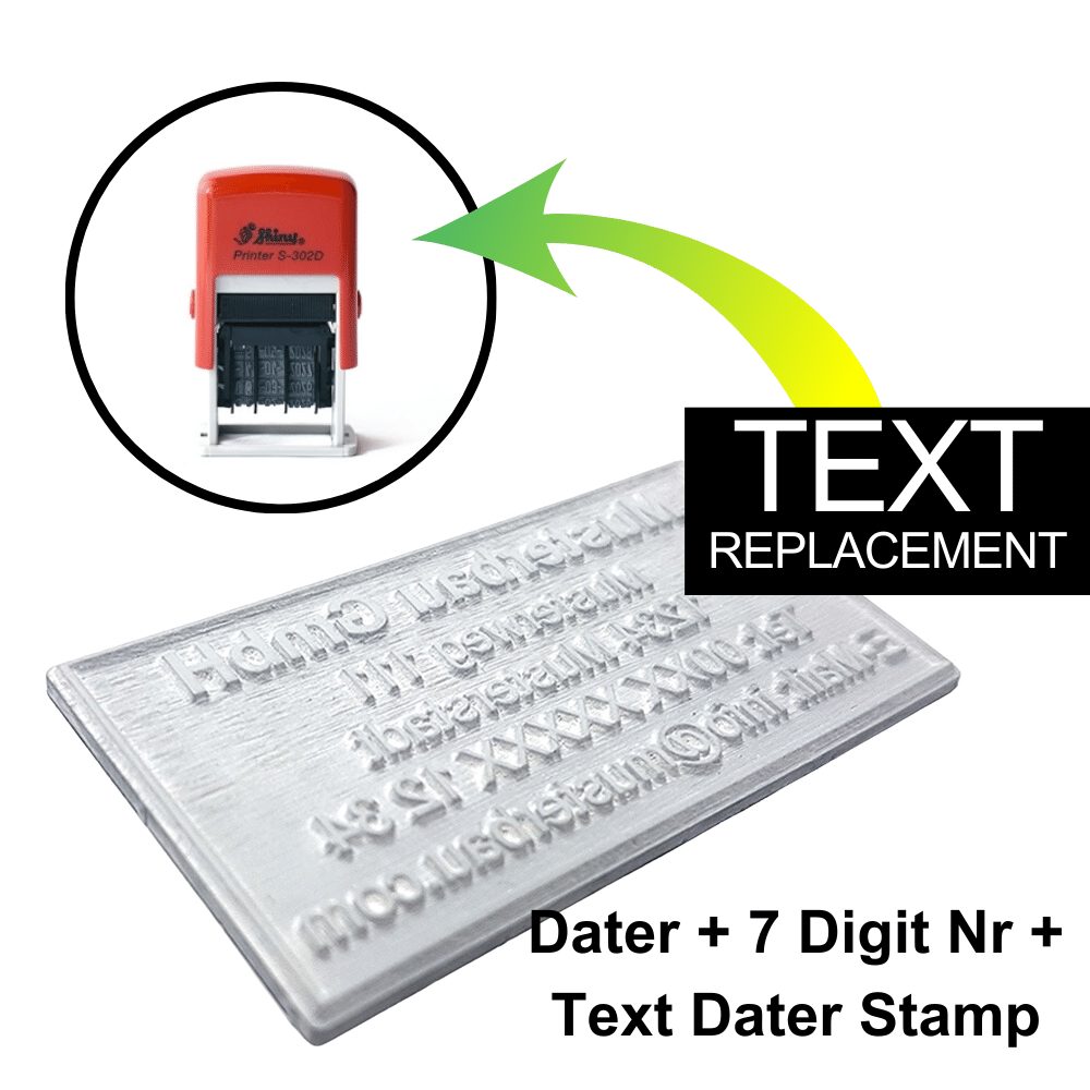 Dater + 7 Digit Nr + Text Stamp - Text Replace Only
