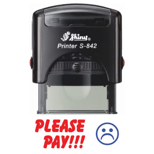 Shiny 38x14mm Stock Stamp - Please Pay Emoji