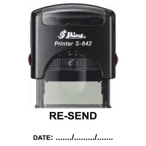 Shiny 38x14mm Stock Stamp - Resend with Date Space