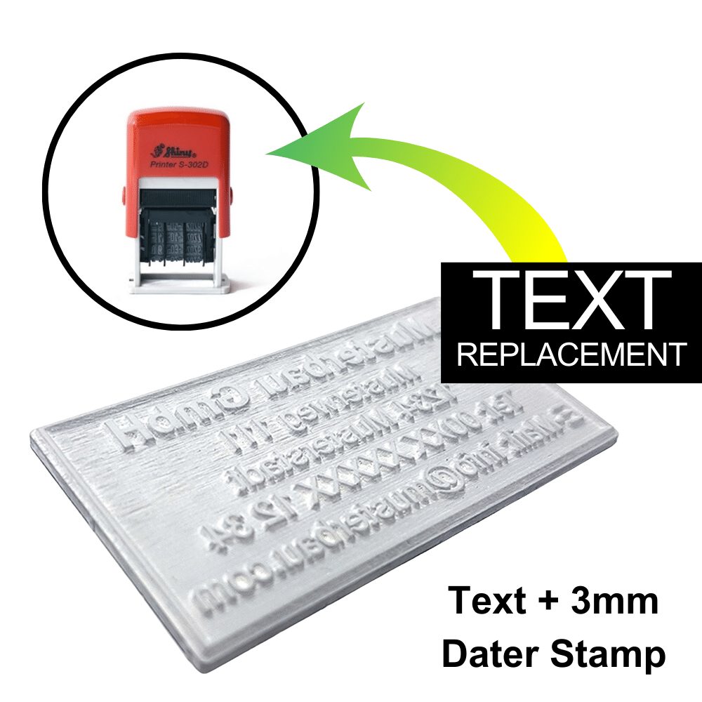 Text + 3mm Dater Stamp - Text Replace Only