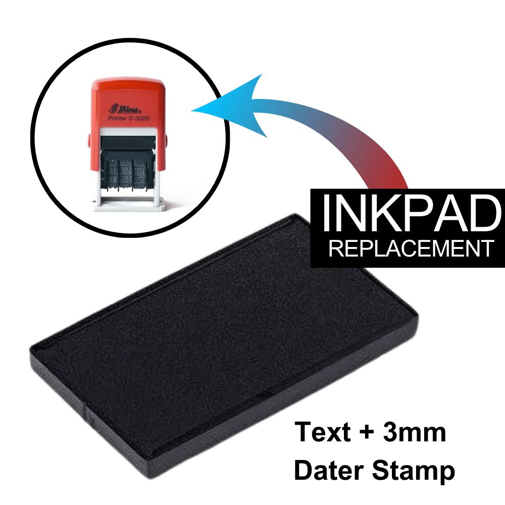 Text + 3mm Dater Stamp - Ink Pad Replace