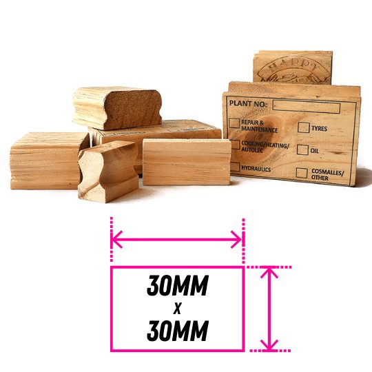 Wooden Block Hand Stamps 30x30mm