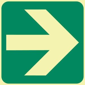 SABS GENERAL DIRECTION GREEN ARROW PHOTOLUMINESCENT (GLOW IN THE DARK) SIGN (E21)