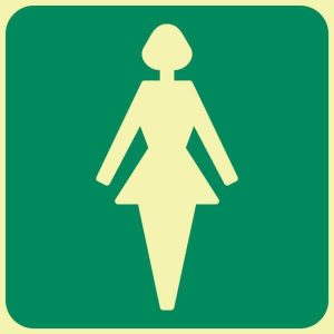SABS LADIES TOILET PHOTOLUMINESCENT (GLOW IN THE DARK) SAFETY SIGN (E27)