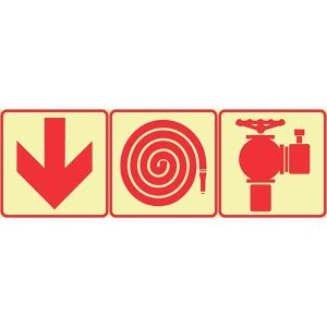 HOSE AND FIRE HYDRANT PHOTOLUMINESCENT (GLOW IN THE DARK) SAFETY SIGN (F7)