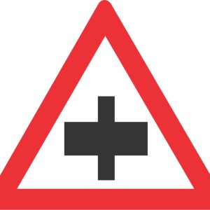 PRIORITY CROSSROAD ON NON-PRIORITY ROAD ROAD SIGN (W103)