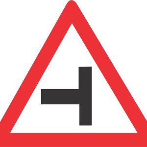SIDE-ROAD JUNCTION (LEFT) ROAD SIGN (W107)