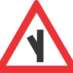 SHARP JUNCTION (HALF-LEFT) ROAD SIGN (W111)