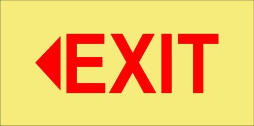 SABS EXIT LEFT PHOTOLUMINESCENT (GLOW IN THE DARK) SIGN (E5)
