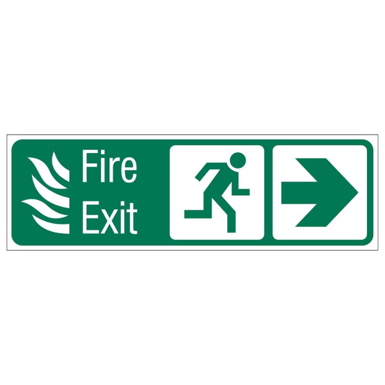 ARROW RIGHT, RUNNING MAN RIGHT WITH FIRE EXIT SAFETY SIGN (IN44 R)