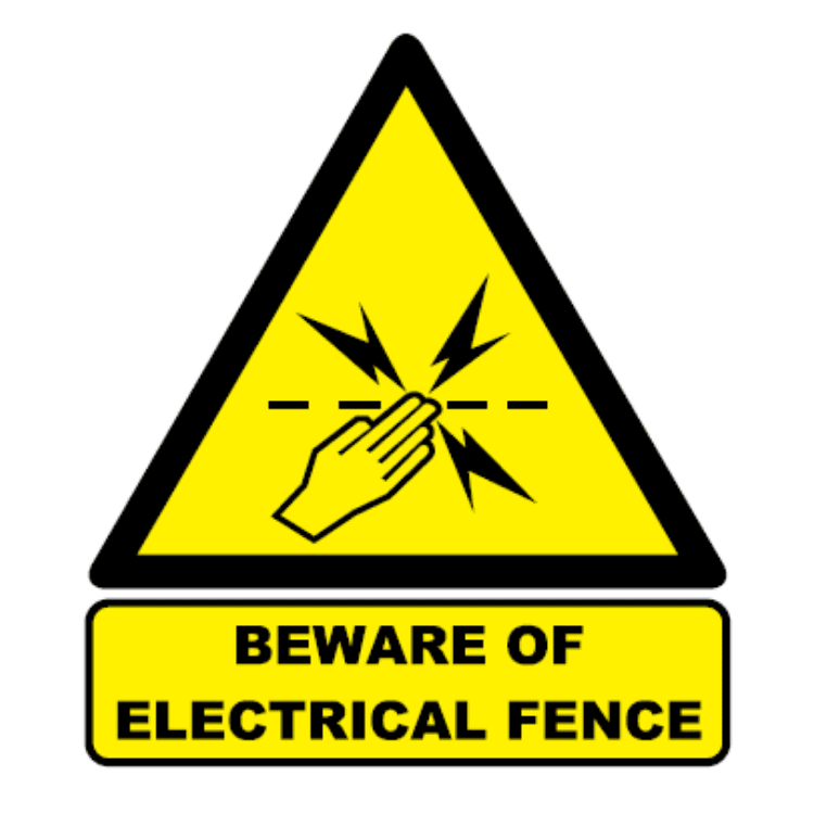 BEWARE OF ELECTRICAL FENCE SAFETY SIGN (WW029 A)