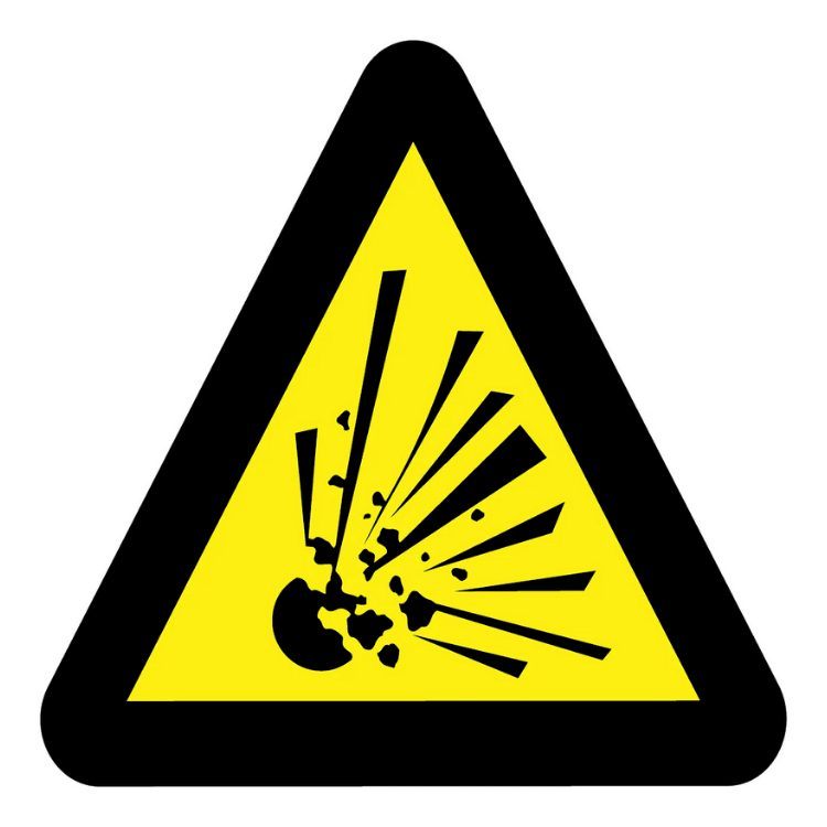 BEWARE OF EXPLOSION HAZARD SABS SAFETY SIGN (WW 3)