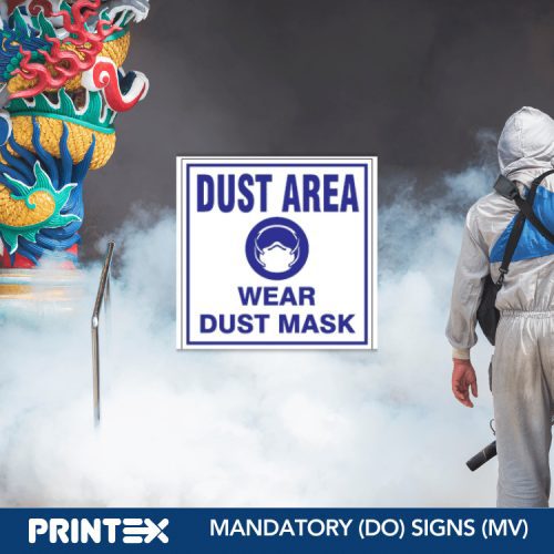 DUST AREA WEAR A DUST MASK SAFETY SIGN (C35)