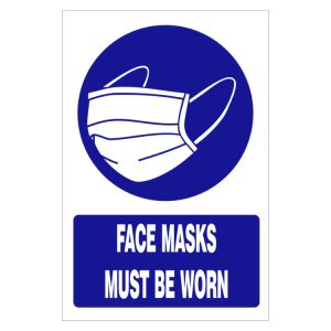 FACE MASKS MUST BE WORN SAFETY SIGN (MV028 A)