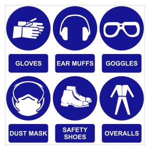 PPE PICTURES WITH WORDS SAFETY SIGN (M100)