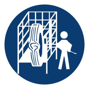 SAFETY CAGE SHALL BE USED SAFETY SIGN (MV 16)
