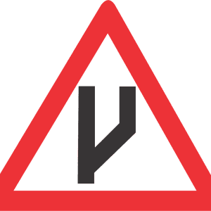 BEGINNING OF DUAL ROADWAY (STRAIGHT ON) ROAD SIGN (W118)