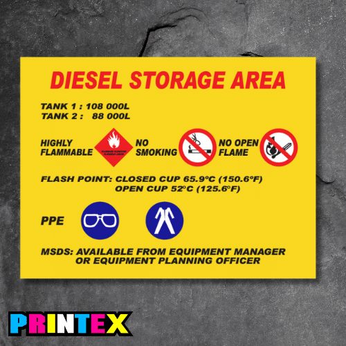 Diesel Storage Area Business Sign