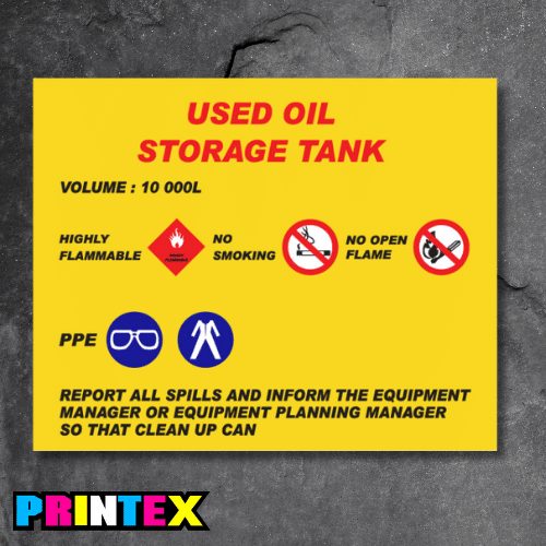 Used Oil Storage Tank Sign