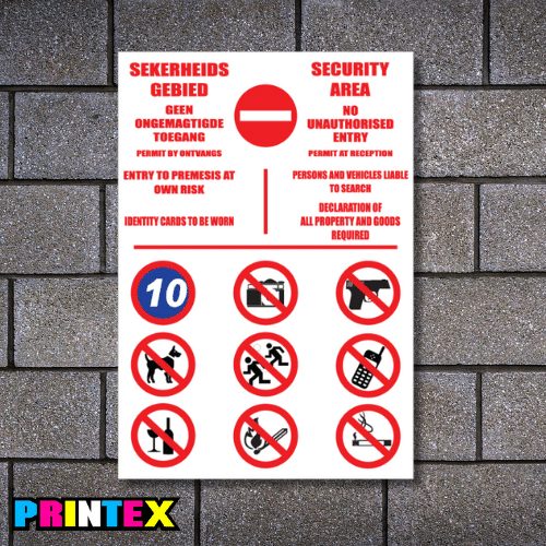 Security Area Rules Business Sign