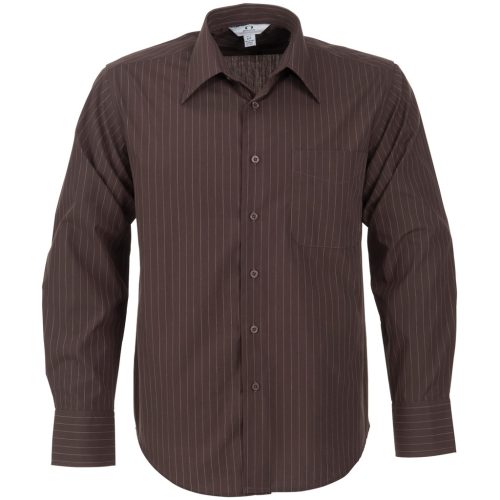 Mens Long Sleeve Manhattan Striped Shirt - Brown Old
